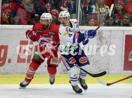 EBEL. Eishockey Bundesliga. KAC gegen VSV. Thomas Koch, (KAC), Alexander Lahoda  (VSV). Klagenfurt, am 13.11.2018.
Foto: Kuess

---
pressefotos, pressefotografie, kuess, qs, qspictures, sport, bild, bilder, bilddatenbank
