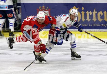 EBEL. Eishockey Bundesliga. KAC gegen VSV. Mitch Wahl, (KAC), Alexander Lahoda  (VSV). Klagenfurt, am 13.11.2018.
Foto: Kuess

---
pressefotos, pressefotografie, kuess, qs, qspictures, sport, bild, bilder, bilddatenbank