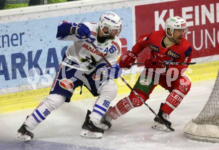 EBEL. Eishockey Bundesliga. KAC gegen VSV. Charles Robin Gartner,  (KAC),  MacGregor Sharp (VSV). Klagenfurt, am 13.11.2018.
Foto: Kuess

---
pressefotos, pressefotografie, kuess, qs, qspictures, sport, bild, bilder, bilddatenbank