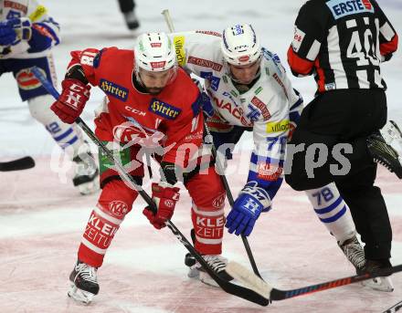 EBEL. Eishockey Bundesliga. KAC gegen VSV. Thomas Koch, (KAC),  Felix Maxa  (VSV). Klagenfurt, am 13.11.2018.
Foto: Kuess

---
pressefotos, pressefotografie, kuess, qs, qspictures, sport, bild, bilder, bilddatenbank