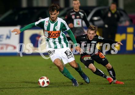 Fussball tipico Bundesliga. RZ Pellets WAC gegen SV Mattersburg. Marc Andre Schmerboeck,  (WAC), Thorsten Mahrer (SV Mattersburg). Wolfsberg, am 24.11.2018.
Foto: Kuess

---
pressefotos, pressefotografie, kuess, qs, qspictures, sport, bild, bilder, bilddatenbank