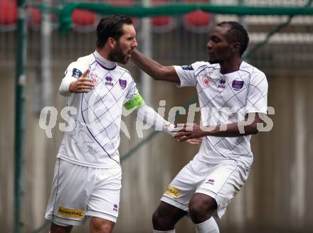 Fussball 2. Liga. SK Austria Klagenfurt gegen FC Liefering. Torjubel Sandro Zakany, Ousseini Nji Mfifen Mounpain (Austria Klagenfurt). Klagenfurt, 24.11.2018.
Foto: Kuess
---
pressefotos, pressefotografie, kuess, qs, qspictures, sport, bild, bilder, bilddatenbank