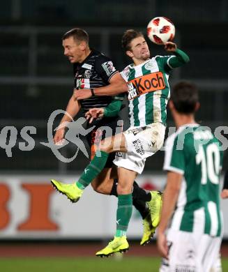 Fussball tipico Bundesliga. RZ Pellets WAC gegen SV Mattersburg. Christopher Wernitznig,  (WAC), Andreas Gruber (SV Mattersburg). Wolfsberg, am 24.11.2018.
Foto: Kuess

---
pressefotos, pressefotografie, kuess, qs, qspictures, sport, bild, bilder, bilddatenbank