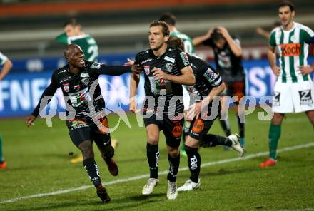 Fussball tipico Bundesliga. RZ Pellets WAC gegen SV Mattersburg. Torjubel Dever Akeem Orgill, Mario Leitgeb (WAC). Wolfsberg, am 24.11.2018.
Foto: Kuess

---
pressefotos, pressefotografie, kuess, qs, qspictures, sport, bild, bilder, bilddatenbank