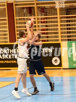 Basketball 2. Bundesliga. Grunddurchgang 8. Runde. Woerthersee Piraten gegen BBC Nord Dragonz Eisenstadt. Maximilian Kunovjanek  (Woerthersee Piraten),  Lukas Baumgartner (BBC Nord Dragonz). Klagenfurt, am 24.11.2018.
Foto: Kuess
---
pressefotos, pressefotografie, kuess, qs, qspictures, sport, bild, bilder, bilddatenbank