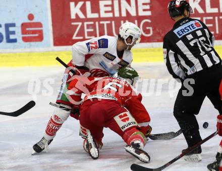 EBEL. Eishockey Bundesliga. KAC gegen HCB Suedtirol Alperia. Liivik Siim (KAC), Blunden Michael (Bozen). Klagenfurt, am 25.11.2018.
Foto: Kuess

---
pressefotos, pressefotografie, kuess, qs, qspictures, sport, bild, bilder, bilddatenbank