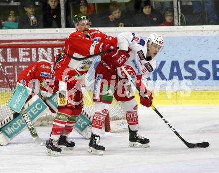 EBEL. Eishockey Bundesliga. KAC gegen HCB Suedtirol Alperia. Richter Marco (KAC), Campbell Timothy (Bozen). Klagenfurt, am 25.11.2018.
Foto: Kuess

---
pressefotos, pressefotografie, kuess, qs, qspictures, sport, bild, bilder, bilddatenbank