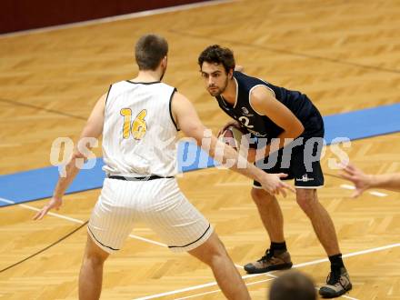 Basketball 2. Bundesliga. Grunddurchgang 8. Runde. Woerthersee Piraten gegen BBC Nord Dragonz Eisenstadt.  Matic Sirnik (Woerthersee Piraten), Lukas Baumgartner (BBC Nord Dragonz). Klagenfurt, am 24.11.2018.
Foto: Kuess
---
pressefotos, pressefotografie, kuess, qs, qspictures, sport, bild, bilder, bilddatenbank