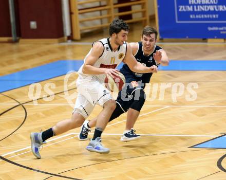 Basketball 2. Bundesliga. Grunddurchgang 8. Runde. Woerthersee Piraten gegen BBC Nord Dragonz Eisenstadt.  Andreas Nuck (Woerthersee Piraten), Julian Thomas (BBC Nord Dragonz). Klagenfurt, am 24.11.2018.
Foto: Kuess
---
pressefotos, pressefotografie, kuess, qs, qspictures, sport, bild, bilder, bilddatenbank