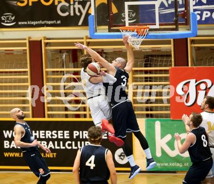 Basketball 2. Bundesliga. Grunddurchgang 8. Runde. Woerthersee Piraten gegen BBC Nord Dragonz Eisenstadt.  Lukas Simoner (Woerthersee Piraten), Attila Hegedues (BBC Nord Dragonz). Klagenfurt, am 24.11.2018.
Foto: Kuess
---
pressefotos, pressefotografie, kuess, qs, qspictures, sport, bild, bilder, bilddatenbank