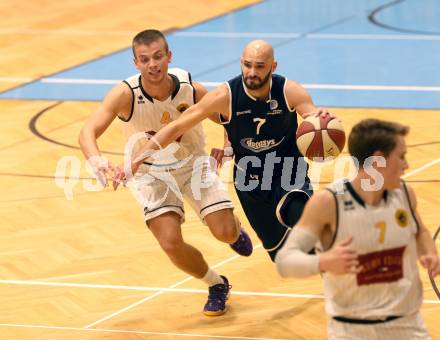 Basketball 2. Bundesliga. Grunddurchgang 8. Runde. Woerthersee Piraten gegen BBC Nord Dragonz Eisenstadt. Elvis Keric  (Woerthersee Piraten), Tamas Markus (BBC Nord Dragonz). Klagenfurt, am 24.11.2018.
Foto: Kuess
---
pressefotos, pressefotografie, kuess, qs, qspictures, sport, bild, bilder, bilddatenbank