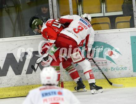EBEL. Eishockey Bundesliga. KAC gegen HCB Suedtirol Alperia. Fischer David Joseph (KAC), Deluca Ivan (Bozen). Klagenfurt, am 25.11.2018.
Foto: Kuess

---
pressefotos, pressefotografie, kuess, qs, qspictures, sport, bild, bilder, bilddatenbank