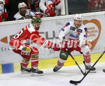 EBEL. Eishockey Bundesliga. KAC gegen HCB Suedtirol Alperia. Geier Stefan (KAC), Bernard Anton (Bozen). Klagenfurt, am 25.11.2018.
Foto: Kuess

---
pressefotos, pressefotografie, kuess, qs, qspictures, sport, bild, bilder, bilddatenbank