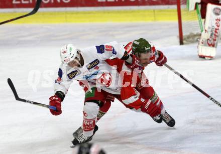 EBEL. Eishockey Bundesliga. KAC gegen HCB Suedtirol Alperia. Koch Thomas (KAC), Campbell Timothy (Bozen). Klagenfurt, am 25.11.2018.
Foto: Kuess

---
pressefotos, pressefotografie, kuess, qs, qspictures, sport, bild, bilder, bilddatenbank