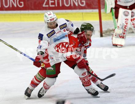 EBEL. Eishockey Bundesliga. KAC gegen HCB Suedtirol Alperia. Koch Thomas (KAC), Campbell Timothy (Bozen). Klagenfurt, am 25.11.2018.
Foto: Kuess

---
pressefotos, pressefotografie, kuess, qs, qspictures, sport, bild, bilder, bilddatenbank