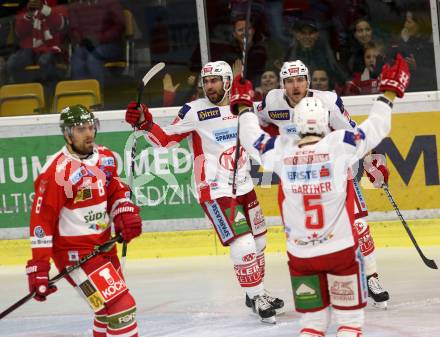 EBEL. Eishockey Bundesliga. KAC gegen HCB Suedtirol Alperia. Torjubel Wahl Mitch, Schumnig Martin (KAC). Klagenfurt, am 25.11.2018.
Foto: Kuess

---
pressefotos, pressefotografie, kuess, qs, qspictures, sport, bild, bilder, bilddatenbank