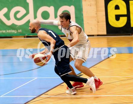 Basketball 2. Bundesliga. Grunddurchgang 8. Runde. Woerthersee Piraten gegen BBC Nord Dragonz Eisenstadt.  Lukas Simoner (Woerthersee Piraten),  Tamas Markus (BBC Nord Dragonz). Klagenfurt, am 24.11.2018.
Foto: Kuess
---
pressefotos, pressefotografie, kuess, qs, qspictures, sport, bild, bilder, bilddatenbank