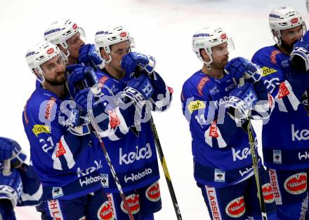 EBEL. Eishockey Bundesliga. EC VSV gegen EHC Liwest Black Wings Linz Matthew Pelech, Blaine Down, Jason Desantis, Jerry Pollastrone (VSV). Villach, am 27.11.2018.
Foto: Kuess 


---
pressefotos, pressefotografie, kuess, qs, qspictures, sport, bild, bilder, bilddatenbank