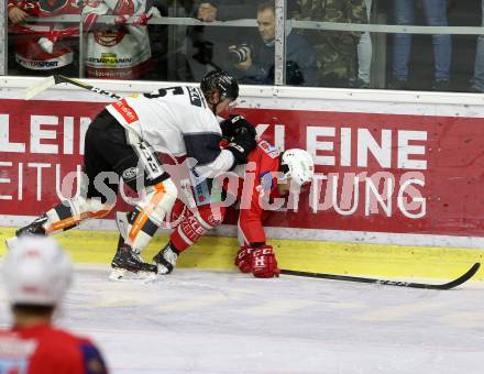 EBEL. Eishockey Bundesliga. KAC gegen Dornbirn Bulldogs.  Witting Marcel (KAC), McNeill Reid Colin (Dornbirn). Klagenfurt, am 13.11.2018.
Foto: Kuess

---
pressefotos, pressefotografie, kuess, qs, qspictures, sport, bild, bilder, bilddatenbank