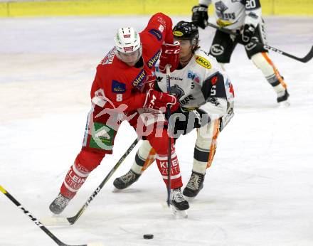 EBEL. Eishockey Bundesliga. KAC gegen Dornbirn Bulldogs. Petersen Nicholas Eric (KAC), McNeill Reid Colin (Dornbirn). Klagenfurt, am 13.11.2018.
Foto: Kuess

---
pressefotos, pressefotografie, kuess, qs, qspictures, sport, bild, bilder, bilddatenbank
