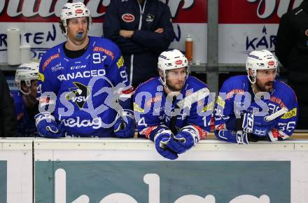 EBEL. Eishockey Bundesliga. EC VSV gegen EHC Liwest Black Wings Linz Brandon Alderson, Kevin Goumas, Jerry Pollastrone (VSV). Villach, am 27.11.2018.
Foto: Kuess 


---
pressefotos, pressefotografie, kuess, qs, qspictures, sport, bild, bilder, bilddatenbank