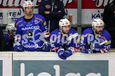 EBEL. Eishockey Bundesliga. EC VSV gegen EHC Liwest Black Wings Linz Brandon Alderson, Kevin Goumas, Jerry Pollastrone (VSV). Villach, am 27.11.2018.
Foto: Kuess 


---
pressefotos, pressefotografie, kuess, qs, qspictures, sport, bild, bilder, bilddatenbank