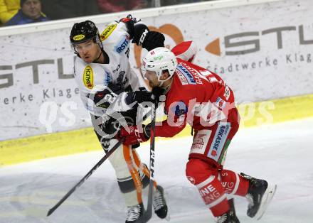 EBEL. Eishockey Bundesliga. KAC gegen Dornbirn Bulldogs. Gartner Charles Robin (KAC), Reid Brodie (Dornbirn). Klagenfurt, am 13.11.2018.
Foto: Kuess

---
pressefotos, pressefotografie, kuess, qs, qspictures, sport, bild, bilder, bilddatenbank