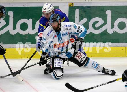 EBEL. Eishockey Bundesliga. EC VSV gegen EHC Liwest Black Wings Linz Benjamin Lanzinger,  (VSV), Dan Dasilva (Linz). Villach, am 27.11.2018.
Foto: Kuess 


---
pressefotos, pressefotografie, kuess, qs, qspictures, sport, bild, bilder, bilddatenbank