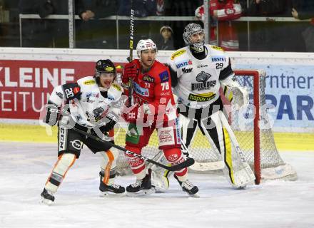 EBEL. Eishockey Bundesliga. KAC gegen Dornbirn Bulldogs. Wahl Mitch  (KAC), Connelly Brian, Rinne Juha Rasmus (Dornbirn). Klagenfurt, am 13.11.2018.
Foto: Kuess

---
pressefotos, pressefotografie, kuess, qs, qspictures, sport, bild, bilder, bilddatenbank