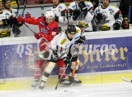 EBEL. Eishockey Bundesliga. KAC gegen Dornbirn Bulldogs. Kraus Nikolaus (KAC), Cip Radek (Dornbirn). Klagenfurt, am 13.11.2018.
Foto: Kuess

---
pressefotos, pressefotografie, kuess, qs, qspictures, sport, bild, bilder, bilddatenbank