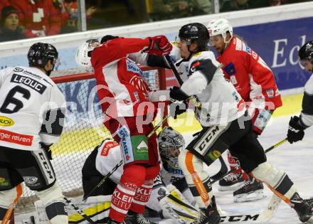 EBEL. Eishockey Bundesliga. KAC gegen Dornbirn Bulldogs. Kozek Andrew Jacob (KAC), McNeill Reid Colin, Rinne Juha Rasmus (Dornbirn). Klagenfurt, am 13.11.2018.
Foto: Kuess

---
pressefotos, pressefotografie, kuess, qs, qspictures, sport, bild, bilder, bilddatenbank