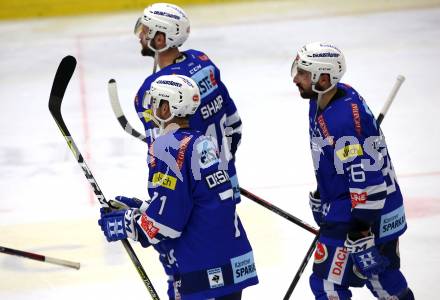 EBEL. Eishockey Bundesliga. EC VSV gegen EHC Liwest Black Wings Linz Jason Desantis, Jerry Pollastrone, MacGregor Sharp (VSV). Villach, am 27.11.2018.
Foto: Kuess 


---
pressefotos, pressefotografie, kuess, qs, qspictures, sport, bild, bilder, bilddatenbank