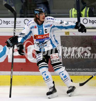 EBEL. Eishockey Bundesliga. EC VSV gegen EHC Liwest Black Wings Linz Torjubel Brian Lebler (Linz). Villach, am 27.11.2018.
Foto: Kuess 


---
pressefotos, pressefotografie, kuess, qs, qspictures, sport, bild, bilder, bilddatenbank