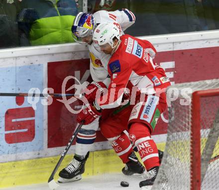 EBEL. Eishockey Bundesliga. KAC gegen EC Red Bull Salzburg. Gartner Charles Robin (KAC), Harris Brant (Salzburg). Klagenfurt, am 30.11.2018.
Foto: Kuess

---
pressefotos, pressefotografie, kuess, qs, qspictures, sport, bild, bilder, bilddatenbank