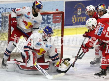 EBEL. Eishockey Bundesliga. KAC gegen EC Red Bull Salzburg. Neal Matthew (KAC),  Michalek Stephen, Herburger Raphael (Salzburg). Klagenfurt, am 30.11.2018.
Foto: Kuess

---
pressefotos, pressefotografie, kuess, qs, qspictures, sport, bild, bilder, bilddatenbank