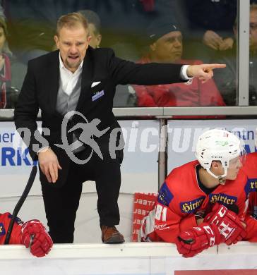 EBEL. Eishockey Bundesliga. KAC gegen EC Red Bull Salzburg. Trainer Petri Matikainen (KAC). Klagenfurt, am 30.11.2018.
Foto: Kuess

---
pressefotos, pressefotografie, kuess, qs, qspictures, sport, bild, bilder, bilddatenbank