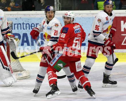 EBEL. Eishockey Bundesliga. KAC gegen EC Red Bull Salzburg. Neal Matthew (KAC), Raymond Bobby (Salzburg). Klagenfurt, am 30.11.2018.
Foto: Kuess

---
pressefotos, pressefotografie, kuess, qs, qspictures, sport, bild, bilder, bilddatenbank