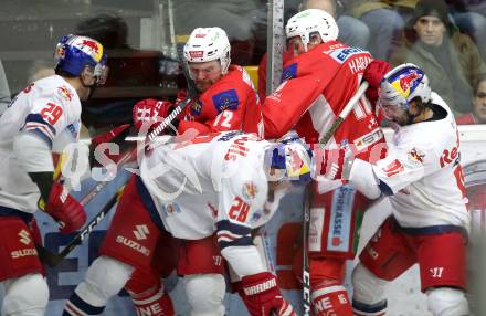 EBEL. Eishockey Bundesliga. KAC gegen EC Red Bull Salzburg. Liivik Siim, Harand Patrick (KAC), Van De Velde Christopher, Regner Brent, Heinrich Dominique  (Salzburg). Klagenfurt, am 30.11.2018.
Foto: Kuess

---
pressefotos, pressefotografie, kuess, qs, qspictures, sport, bild, bilder, bilddatenbank