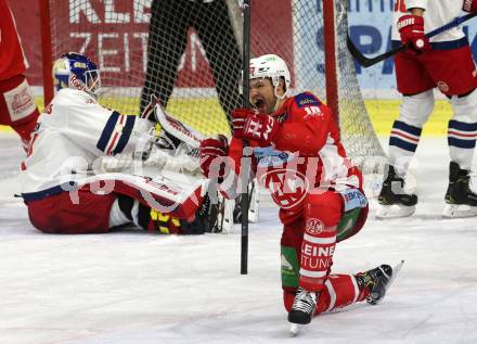 EBEL. Eishockey Bundesliga. KAC gegen EC Red Bull Salzburg.  Torjubel Kozek Andrew Jacob, (Salzburg). Klagenfurt, am 30.11.2018.
Foto: Kuess

---
pressefotos, pressefotografie, kuess, qs, qspictures, sport, bild, bilder, bilddatenbank
