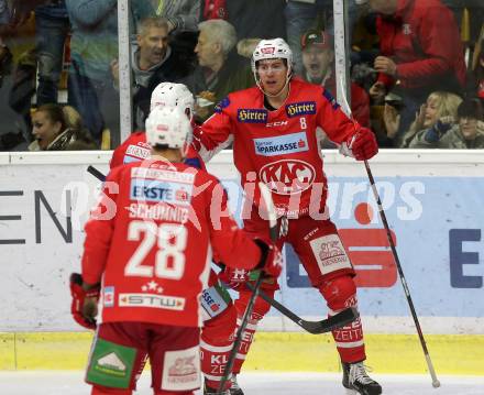 EBEL. Eishockey Bundesliga. KAC gegen EC Red Bull Salzburg. Torjubel Petersen Nicholas Eric,  (KAC). Klagenfurt, am 30.11.2018.
Foto: Kuess

---
pressefotos, pressefotografie, kuess, qs, qspictures, sport, bild, bilder, bilddatenbank