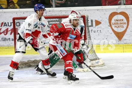 EBEL. Eishockey Bundesliga. KAC gegen	HC TWK Innsbruck (Die Haie).  Matthew Neal,  (KAC), Sacha Guimond (Innsbruck). Klagenfurt, am 2.12.2018.
Foto: Kuess

---
pressefotos, pressefotografie, kuess, qs, qspictures, sport, bild, bilder, bilddatenbank