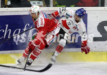 EBEL. Eishockey Bundesliga. KAC gegen	HC TWK Innsbruck (Die Haie).  Charles Robin Gartner,  (KAC), Daniel Wachter (Innsbruck). Klagenfurt, am 2.12.2018.
Foto: Kuess

---
pressefotos, pressefotografie, kuess, qs, qspictures, sport, bild, bilder, bilddatenbank