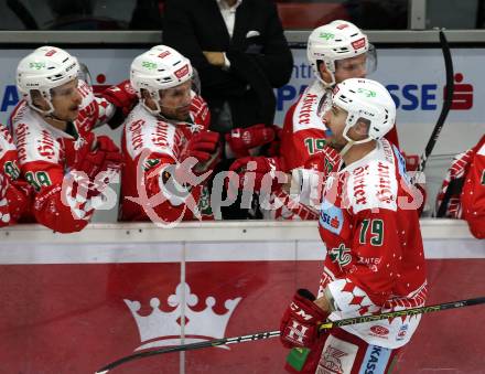 EBEL. Eishockey Bundesliga. KAC gegen	HC TWK Innsbruck (Die Haie).  Torjubel  Mitch Wahl (KAC). Klagenfurt, am 2.12.2018.
Foto: Kuess

---
pressefotos, pressefotografie, kuess, qs, qspictures, sport, bild, bilder, bilddatenbank