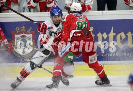 EBEL. Eishockey Bundesliga. KAC gegen	HC TWK Innsbruck (Die Haie).  Nikolaus Kraus,  (KAC), Andre Lavoie (Innsbruck). Klagenfurt, am 2.12.2018.
Foto: Kuess

---
pressefotos, pressefotografie, kuess, qs, qspictures, sport, bild, bilder, bilddatenbank