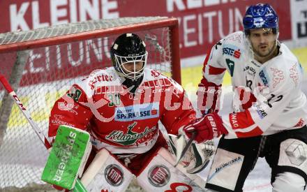 EBEL. Eishockey Bundesliga. KAC gegen	HC TWK Innsbruck (Die Haie).  Lars Haugen,  (KAC), Andrew Michael Yogan (Innsbruck). Klagenfurt, am 2.12.2018.
Foto: Kuess

---
pressefotos, pressefotografie, kuess, qs, qspictures, sport, bild, bilder, bilddatenbank