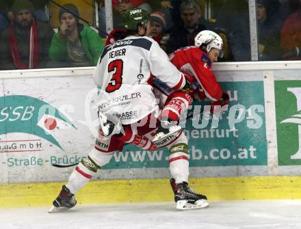 EBEL. Eishockey Bundesliga. KAC gegen	HCB Suedtirol Alperia.  Witting Marcel (KAC), Geiger Paul (Bozen). Klagenfurt, am 9.12.2018.
Foto: Kuess

---
pressefotos, pressefotografie, kuess, qs, qspictures, sport, bild, bilder, bilddatenbank