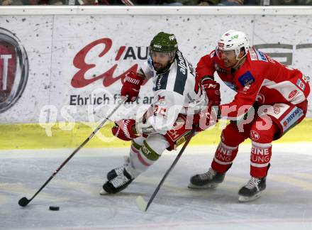 EBEL. Eishockey Bundesliga. KAC gegen	HCB Suedtirol Alperia.  Gartner Charles Robin (KAC), Miceli Angelo (Bozen). Klagenfurt, am 9.12.2018.
Foto: Kuess

---
pressefotos, pressefotografie, kuess, qs, qspictures, sport, bild, bilder, bilddatenbank