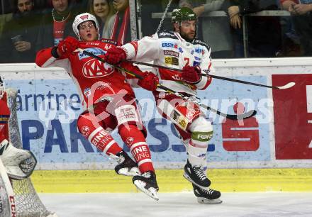 EBEL. Eishockey Bundesliga. KAC gegen	HCB Suedtirol Alperia. Adam Comrie (KAC), Catenacci Daniel (Bozen). Klagenfurt, am 9.12.2018.
Foto: Kuess

---
pressefotos, pressefotografie, kuess, qs, qspictures, sport, bild, bilder, bilddatenbank
