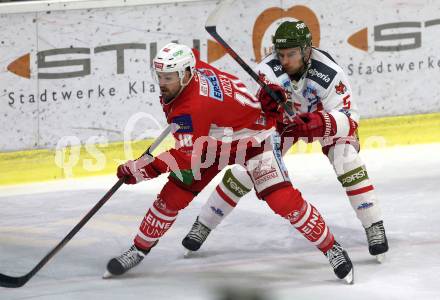 EBEL. Eishockey Bundesliga. KAC gegen	HCB Suedtirol Alperia. Kozek Andrew Jacob (KAC), Mackenzie Matthew (Bozen). Klagenfurt, am 9.12.2018.
Foto: Kuess

---
pressefotos, pressefotografie, kuess, qs, qspictures, sport, bild, bilder, bilddatenbank