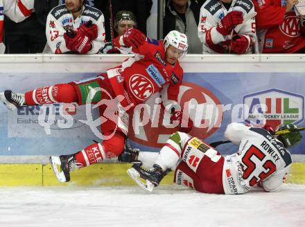 EBEL. Eishockey Bundesliga. KAC gegen	HCB Suedtirol Alperia. Stefan Geier (KAC), Rowley Jordan (Bozen). Klagenfurt, am 9.12.2018.
Foto: Kuess

---
pressefotos, pressefotografie, kuess, qs, qspictures, sport, bild, bilder, bilddatenbank